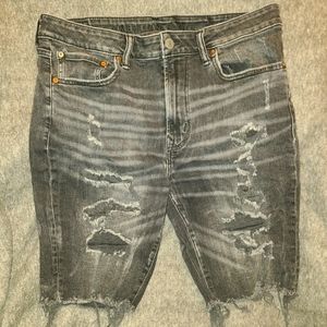 American Eagle Outfitters Black Destroyed Jean Shorts Mens sz 34